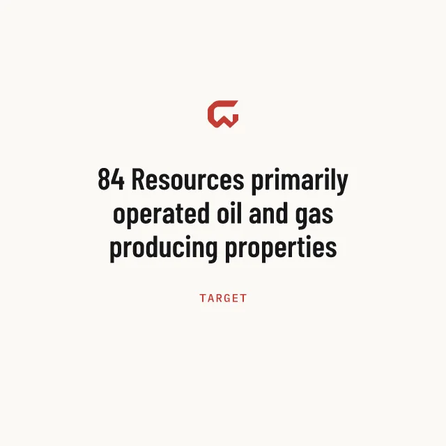 Target: 84 Resources primarily operated oil and gas producing properties