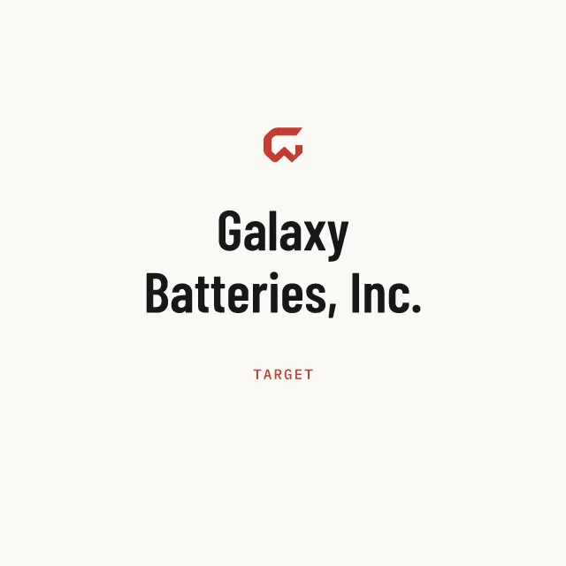 Target: Galaxy Batteries, Inc.