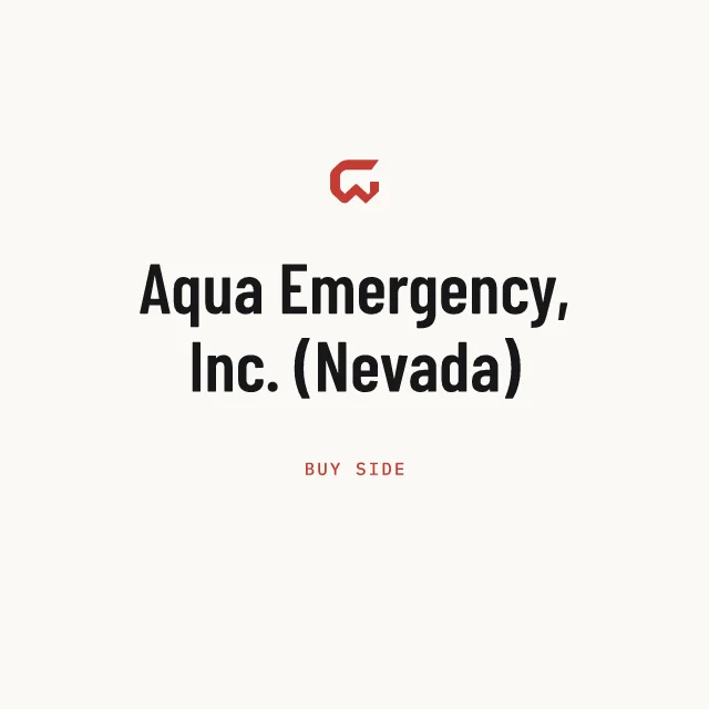 Buy side: Aqua Emergency, Inc. (Nevada)