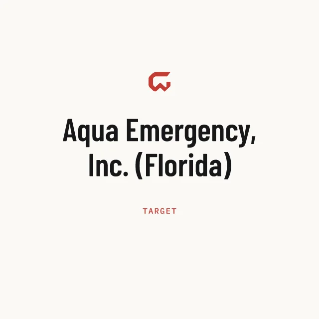 Target: Aqua Emergency, Inc. (Florida)