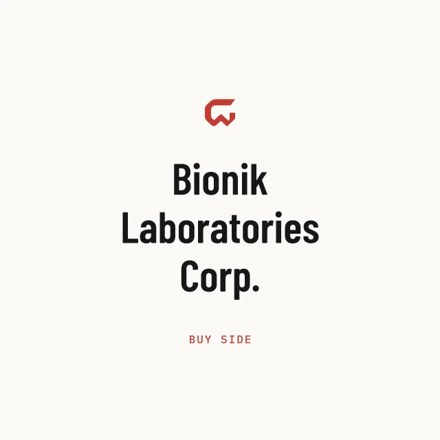 Buy side: Bionik Laboratories Corp.