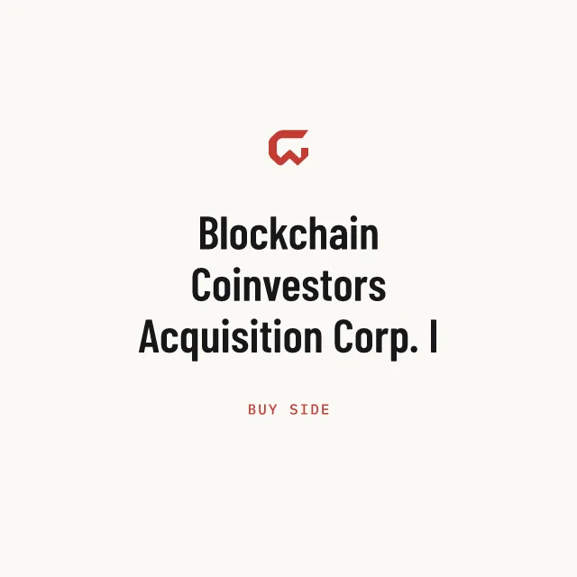 Buy side: Blockchain Coinvestors Acquisition Corp. I