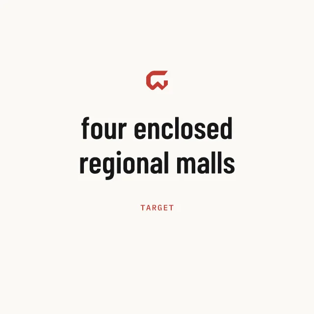 Target: four enclosed regional malls