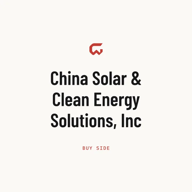 Buy side: China Solar & Clean Energy Solutions, Inc
