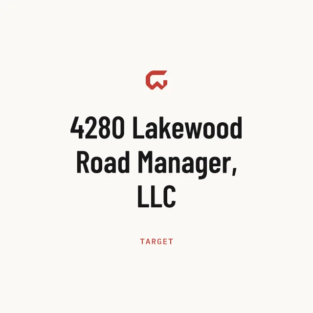Target: 4280 Lakewood Road Manager, LLC