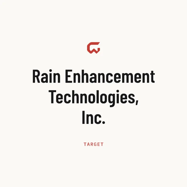 Target: Rain Enhancement Technologies, Inc.