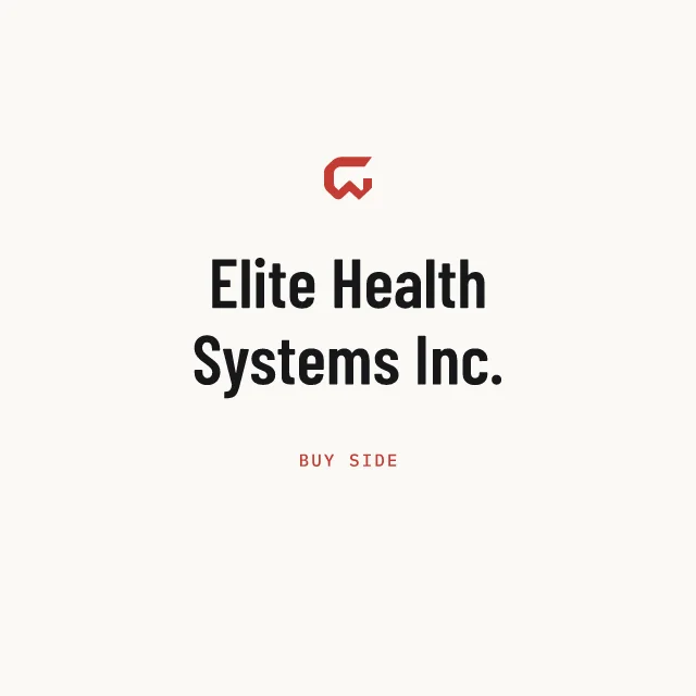 Buy side: Elite Health Systems Inc.