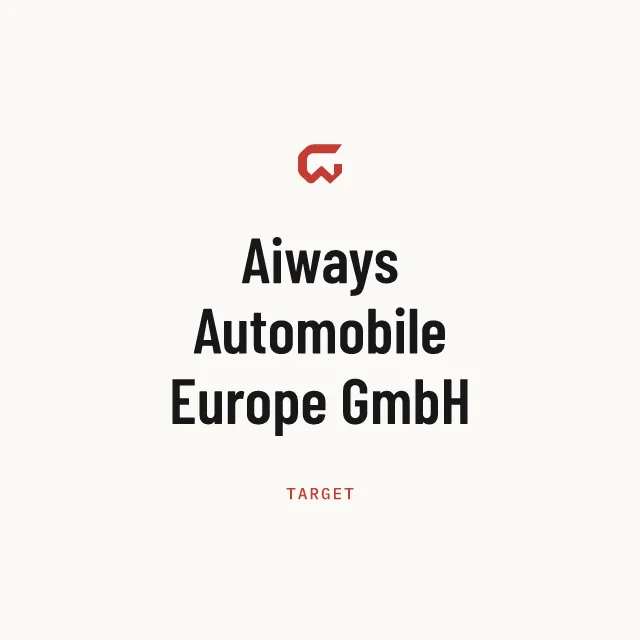 Target: Aiways Automobile Europe GmbH