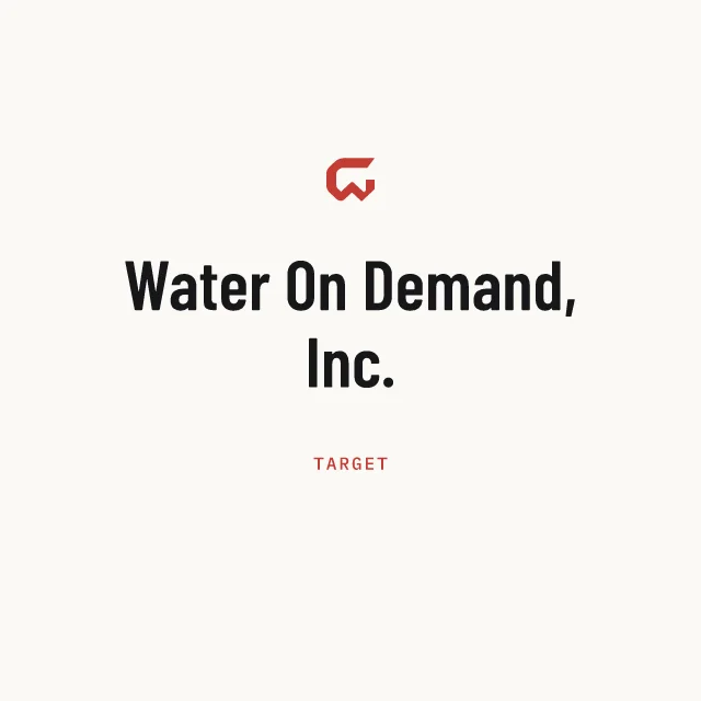 Target: Water On Demand, Inc.