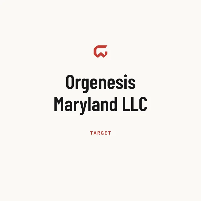 Target: Orgenesis Maryland LLC
