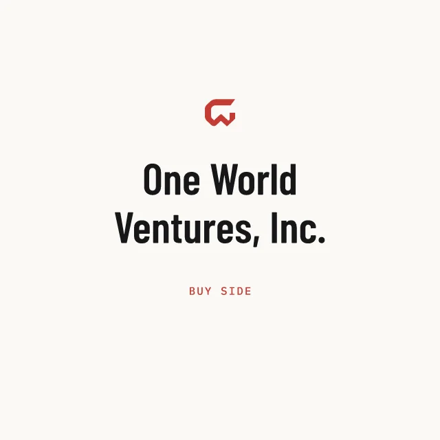 Buy side: One World Ventures, Inc.