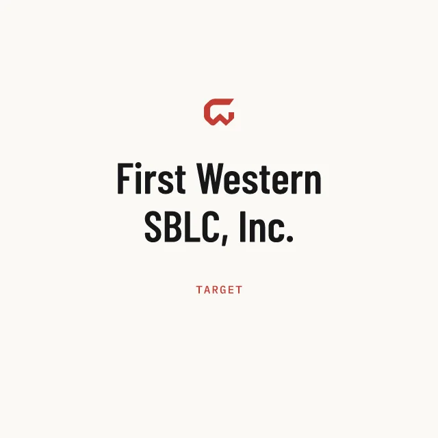Target: First Western SBLC, Inc.