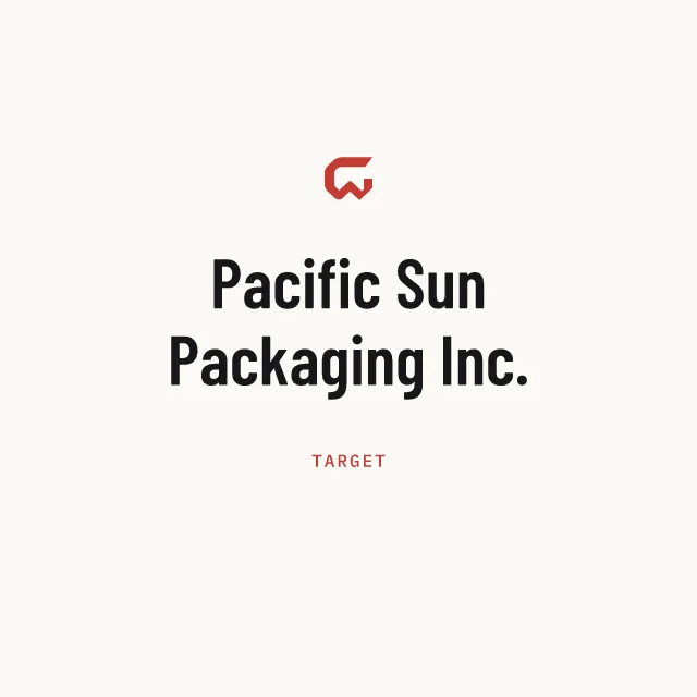 Target: Pacific Sun Packaging Inc.