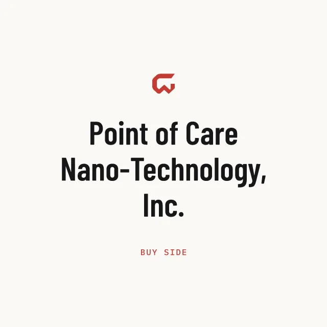 Buy side: Point of Care Nano-Technology, Inc.