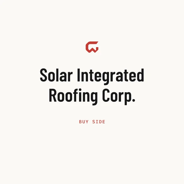 Buy side: Solar Integrated Roofing Corp.