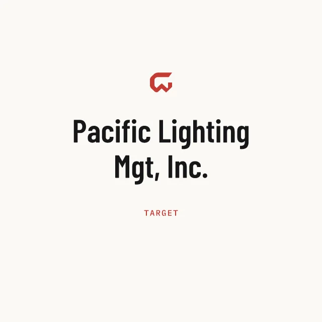 Target: Pacific Lighting Mgt, Inc.