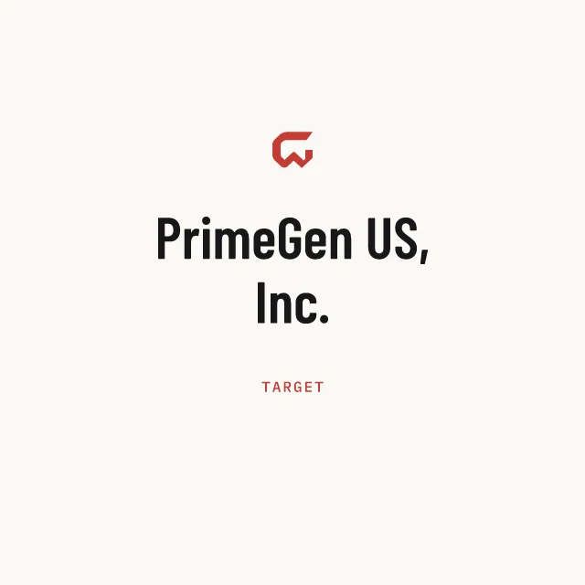 Target: PrimeGen US, Inc.