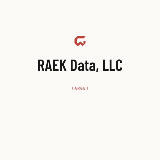 Target: RAEK Data, LLC