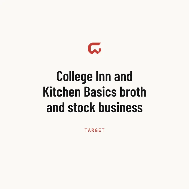 Target: College Inn and Kitchen Basics broth and stock business